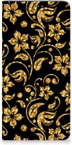 Bookcase Cadeau voor Oma Geschikt voor Samsung Galaxy A14 4G Telefoonhoesje Gouden Bloemen