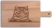 Serveerplank Katten Pers - Alle katten - Hapjesplank - Borrelplank hout - Kaasplank - Verjaardag - Jubilea - Housewarming - Cadeau voor vrouw - Cadeau voor man - Keuken - 36x19cm - WoodWideGifts