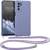 kwmobile telefoonhoesjegeschikt voor Oppo A16 / A16s / A54s - Hoesje van siliconen met telefoonkoord - In lavendel