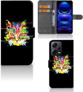 Wallet Book Case Xiaomi Poco X5 Pro | Note 12 Pro 5G Smartphone Hoesje Cat Color Leuke Verjaardagscadeaus