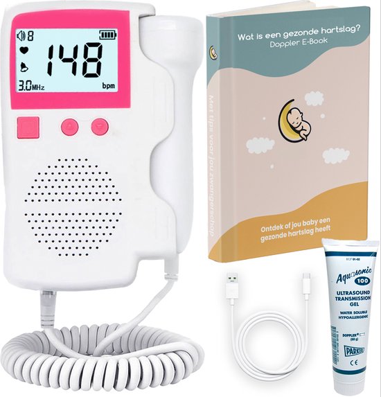 Doppler baby - baby hartje monitor - fetal doppler - zwangerschapscadeau - inclusief Ultrasound gel - USB oplaadbaar