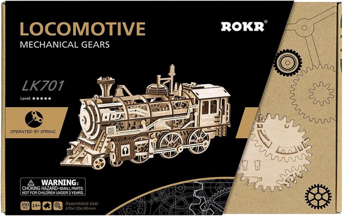 Robotime - Locomotief - Trein - Stoomtrein - Houten modelbouw - Modelbouw - DIY - Hout 3D puzzel - Tieners - Volwassenen — afbeelding 3