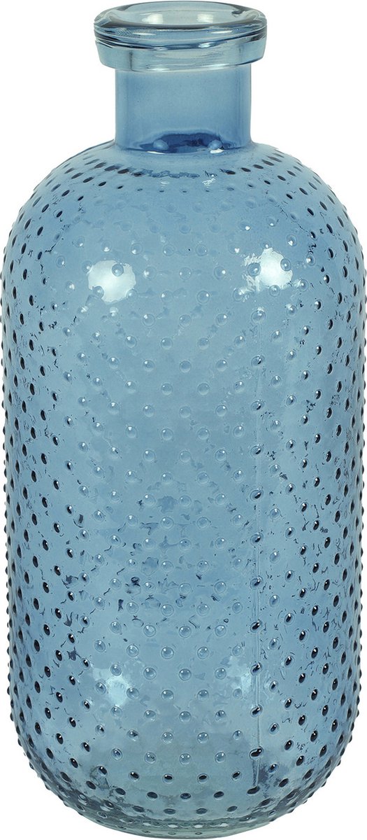 Countryfield Bloemenvaas Cactus Dots - blauw transparant - glas - 15 x 35 cm