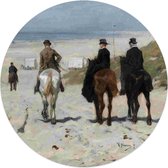 Glasschilderij Anton Mauve Morgenrit langs het strand Ø 50 cm