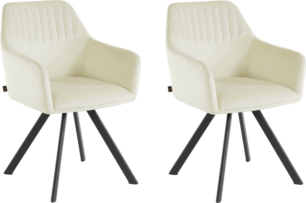 Bella-Eetkamerstoel - Set van 2 - Wit Fluweel