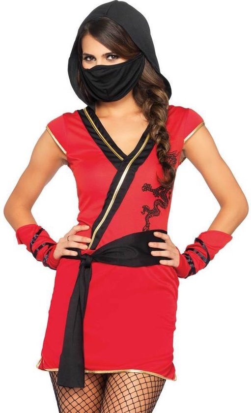 LEG-AVENUE - Rood mystiek ninja kostuum voor vrouwen - Volwassenen kostuums