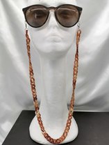 Trendy – 2 in 1 - Zonnebril / Ketting - Brillenkoord - vintage - Acryl schakelketting - 70 cm – gemêleerd Bruin