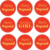 9 Buttons Birthday Girl en Party Squad rood - verjaardag - birthday - button - rood - party - squad