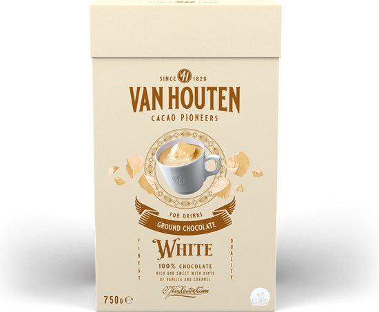 Van Houten Ground White Chocolate - Witte Chocolademelk - 750 gram | bol