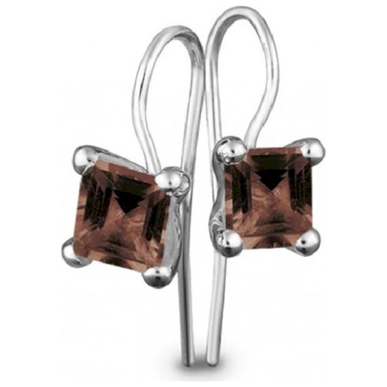 Quinn - Zilveren oorbellen met rookkwarts - 035847932