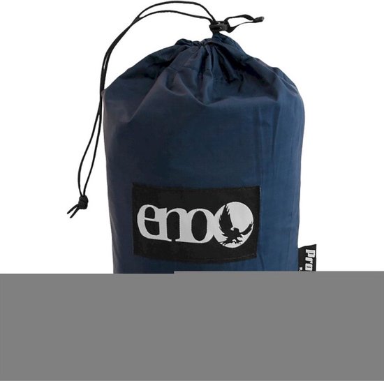 Tarp Eno bleu marine rangée dans un sac de transport avec logo.