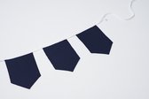 Vlaggenlijn van stof | Marine blauw - 2 meter / 6 vlaggetjes - Donker Blauwe wimpel vlaggetjes - Verjaardag slinger / Babykamer decoratie - Stoffen slingers handgemaakt & duurzaam