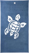 Strandhanddoek Turtle, strandhanddoek, 100x180cm groot | blauw, turquoise, blauwgrijs | badhanddoek XXL van 100% katoen, gecertificeerd. Duurzaam geproduceerd in Portugal