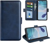 Motorola Moto G53 Hoesje - MobyDefend Luxe Wallet Book Case (Sluiting Zijkant) - Blauw - GSM Hoesje - Telefoonhoesje Geschikt Voor Motorola Moto G53
