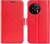 OnePlus 11 Hoesje - MobyDefend Wallet Book Case (Sluiting Achterkant) - Rood - GSM Hoesje - Telefoonhoesje Geschikt Voor OnePlus 11