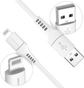 iMoshion Geschikt voor Lightning naar USB A Kabel - 2 meter - Oplaadkabel geschikt voor iPhone 11/12/13/14 - Stevig gevlochten materiaal - Wit