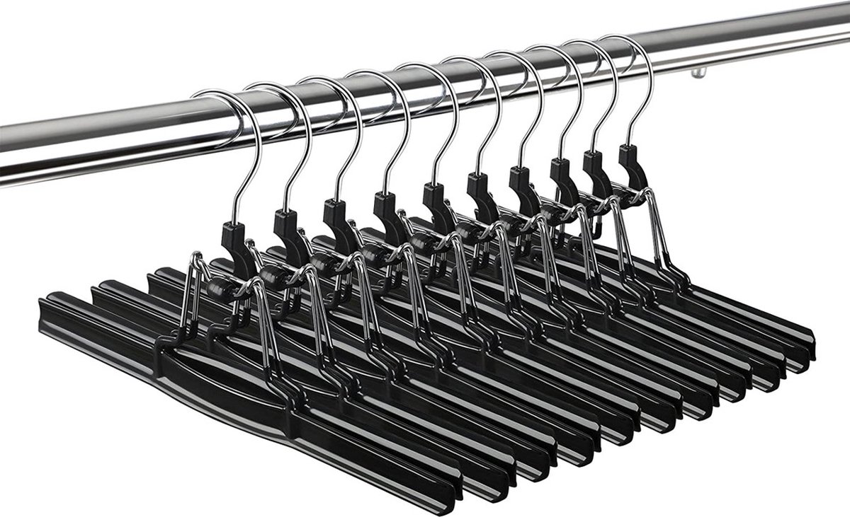 TopHangers [Set van 8] - Mooie metalen broekklem, broekhangers met zwart anti-slip / rokhangers kreukvrij ophangen door 2 klemmen