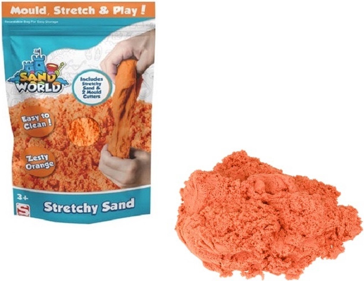 Stretchy Fluffy Sand - 1 zak - Magisch speelzand - Inclusief 2 accessoires - Oranje