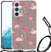 Hoesje met naam Geschikt voor Samsung Galaxy A54 5G Telefoonhoesje met doorzichtige rand Flamingo