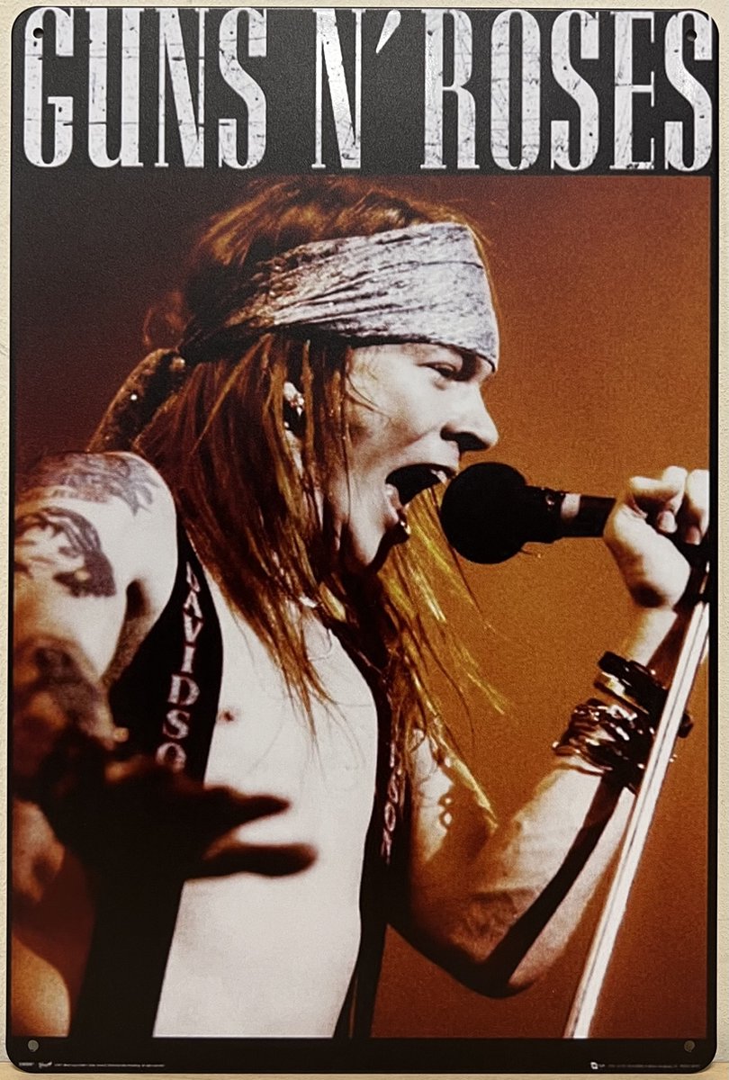 Guns N Roses AXL Rose Reclamebord van metaal METALEN-WANDBORD - MUURPLAAT - VINTAGE - RETRO - HORECA- BORD-WANDDECORATIE -TEKSTBORD - DECORATIEBORD - RECLAMEPLAAT - WANDPLAAT - NOSTALGIE -CAFE- BAR -MANCAVE- KROEG- MAN CAVE