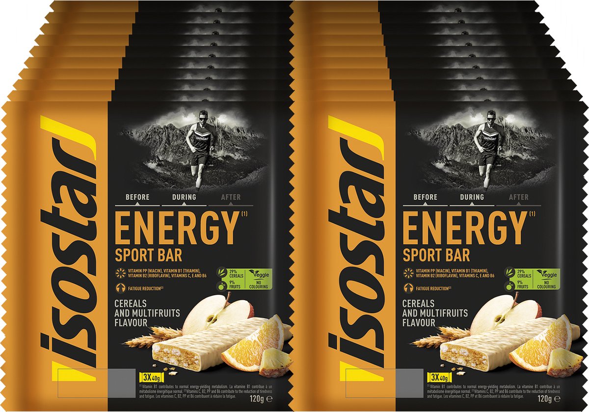 Goedkoopste Isostar | Energy Sport Bars | Ontbijtgranen & Multivruchten | 20 x 3 x 40 gram | Energie repen