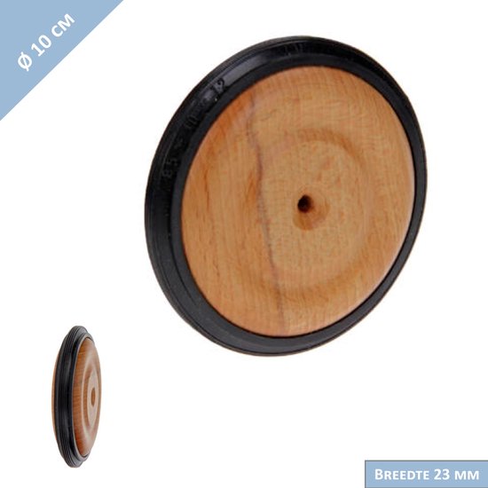 Foto: Serviprof houten wiel 10 cm breedte 23 mm massief beukenhout met rubber band