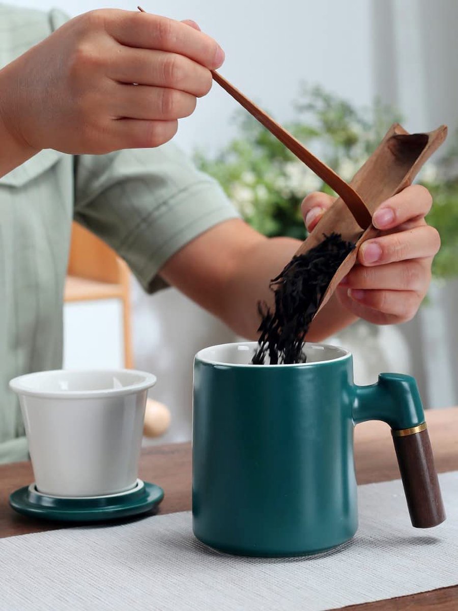 Tasse à Thé En Céramique à Motif Artistique En Relief, Tasse à Thé Chaud, Infuseur Et Couvercle, Standard, Maison Et Bureau, 450ml