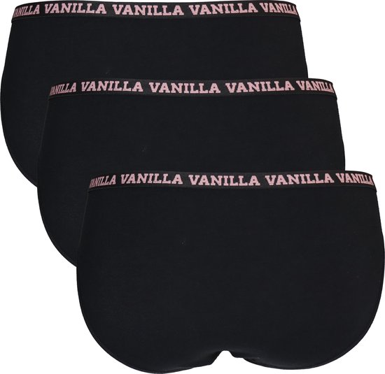 Vanilla - Sous-vêtements femme , Slip femme , Lingerie, Culottes - 3 pièces - Coton égyptien - Zwart - M