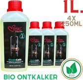 Bio Koffiemachineontkalker 1 liter (4x250ml) - Biologisch ontkalker - Geschikt voor Nespresso Delonghi Krups Siemens Philips Jura Miele Bosch - Universeel