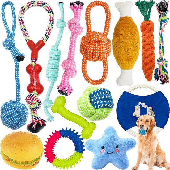 Balle de jouets pour chien avec cordes à mâcher, balle à mâcher