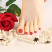 Prachtige Teen NagelStickers, puntjes rood/ 2 velen, 32 tips/ Manicure Teen Nagel stickers, Feet Nail stickers