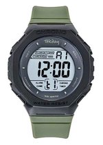 Tekday-Horloge-Digitaal/Analoog-Stopwatch-Alarm-Verlichting-Datum-Groen/Zwart-Silicone Band-45MM-10ATM