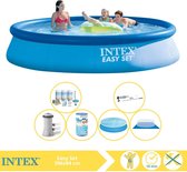 Intex Easy Set Zwembad - Opblaaszwembad - 396x84 cm - Inclusief Solarzeil, Onderhoudspakket, Filter, Grondzeil en Stofzuiger