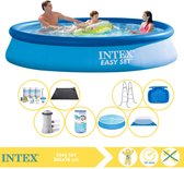 Intex Easy Set Zwembad - Opblaaszwembad - 366x76 cm - Inclusief Solarzeil, Onderhoudspakket, Zwembadpomp, Filter, Grondzeil, Solar Mat, Trap en Voetenbad