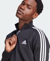 adidas Sportswear Essentials Fleece 3-Stripes Sweatshirt met Korte Rits - Heren - Zwart- S