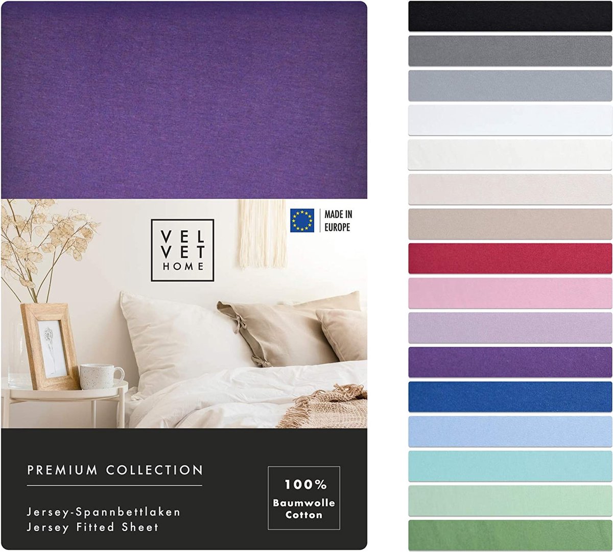 Hoeslaken 140x200cm | 100% gekamd katoen 165gsm | Bedlaken 140x200 tot 25 cm matrashoogte | Jersey | Premium kwaliteit | Mooie kleuren | Aubergine | 140 x 200 +30