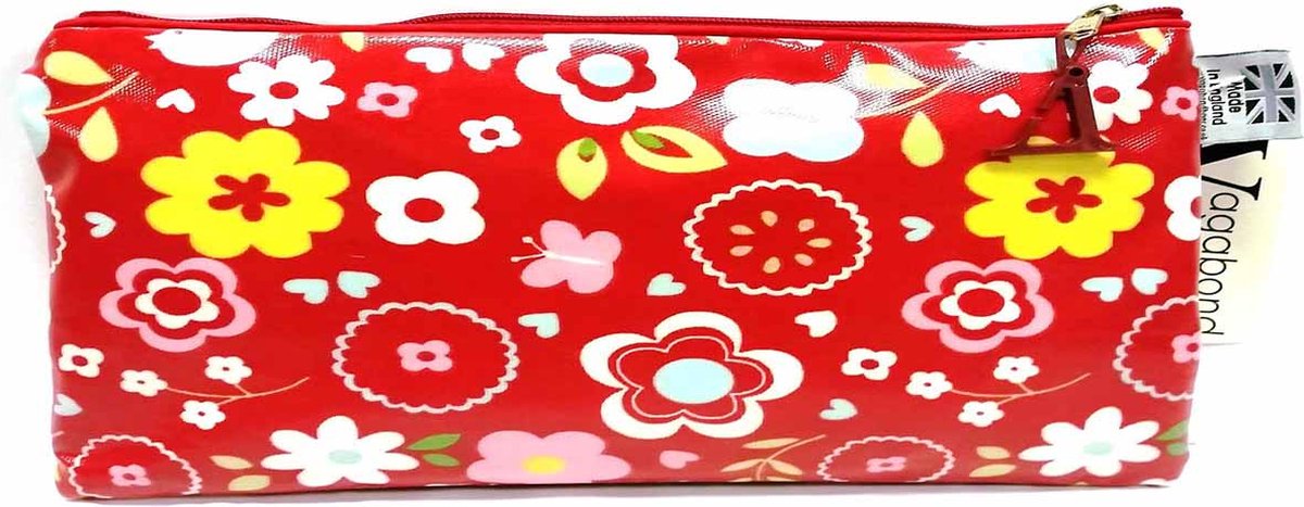 Vagabond-Toilet-& Make-up tasje-"Scandi Red" 4318-afmeting 20 x 5,5 x 10 cm.