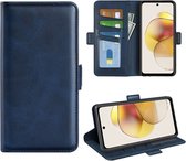 Motorola Moto G73 Hoesje - MobyDefend Luxe Wallet Book Case (Sluiting Zijkant) - Blauw - GSM Hoesje - Telefoonhoesje Geschikt Voor Motorola Moto G73