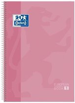 Oxford École Europeanbook - cahier - bordure colorée - A4+ - ligne - 80 feuilles - 4 trous - couverture rigide - rose