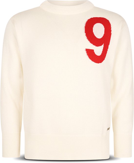 Sweater Nummer 9 - Wit - Maat S - Heren Trui