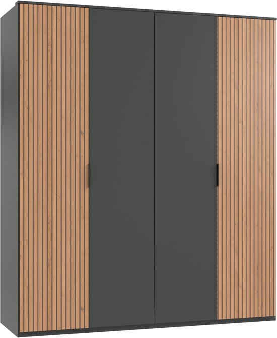 Woonexpress Kledingkast Veghel - Spaanplaat - Grijs - 180x210x58 cm (BxHxD)
