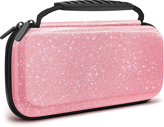 YONO Hard Case geschikt voor Nintendo Switch OLED - Beschermhoes - Opbergtas - Hoes - Koffer - Accessoires - Glitter Roze