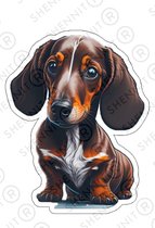 Teckel Sticker - Dachshund - Hond sticker - Dieren sticker - Schoothond - Dog sticker - Huisdier sticker - scrapbook stickerboek - laptop sticker - 4 stuks