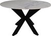 Table à manger ronde marbre - ø120x76 - Wit/ noir - Marbre / métal