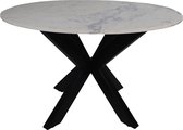 Table à manger ronde marbre - ø120x76 - Wit/ noir - Marbre / métal