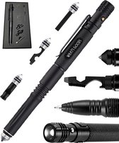 What's Goods® All-in-one Tactical Pen - Zakelijke kubotan tactische zelfverdedigingspen (Multi-tool, zakmes, lamp met strobe & glasbreker)