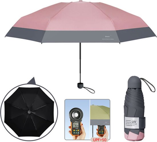 TDR -Opvouwbare Paraplu -Windproof- zonnescherm UV-SPF 50+compact en draagbaar- Extra sterk - Roze