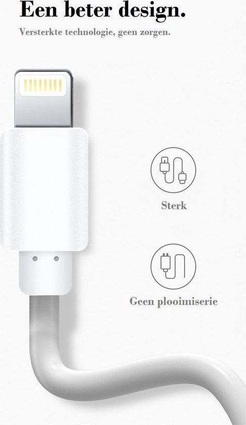 3 STUKS iPhone laad kabel - USB - EXTRA LANG + Stevige iPhone oplader -  witte... | bol.com