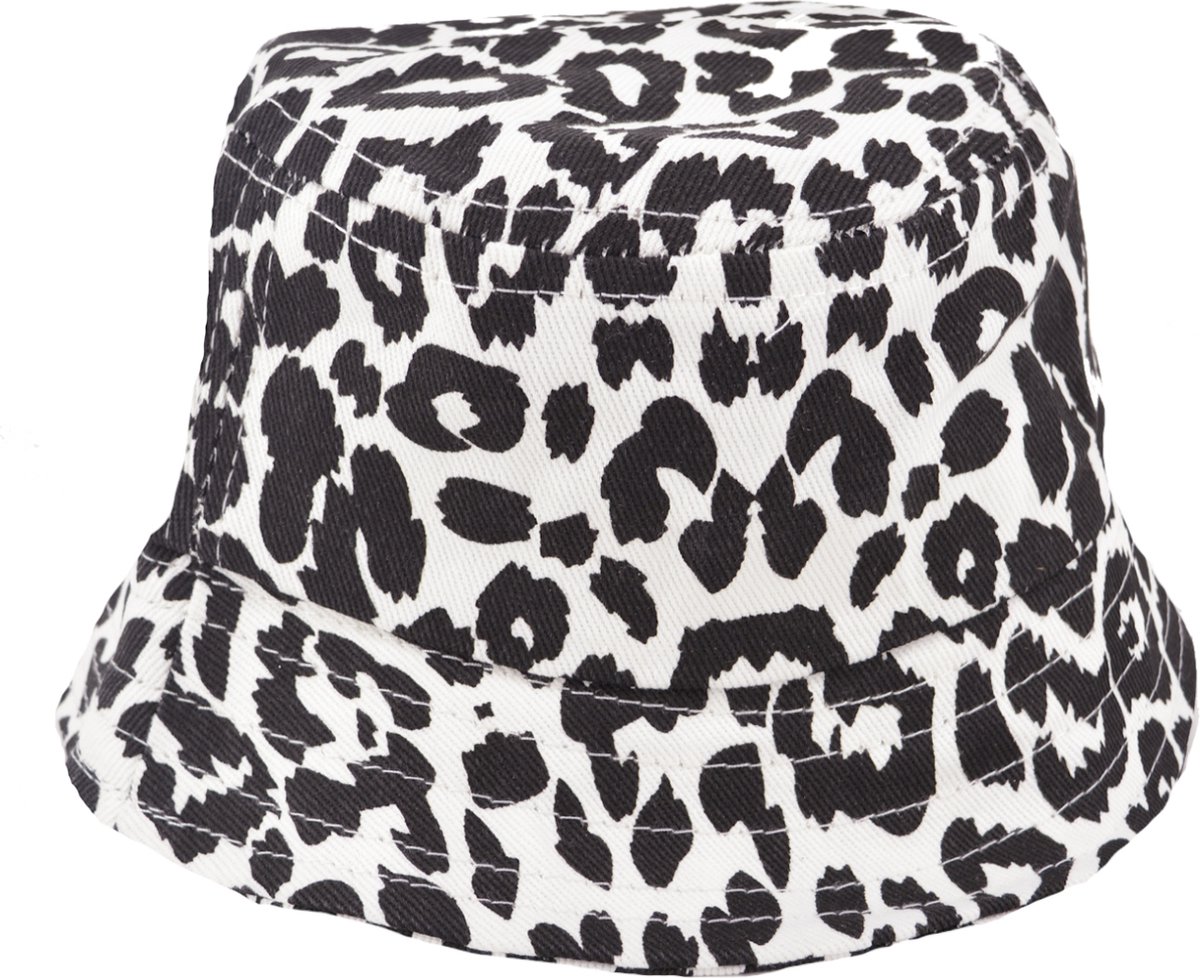 Kinder Bucket Hat / Strand Hoed - Luipaard Zwart/Wit | 52-54 cm | Katoen | Fashion Favorite
