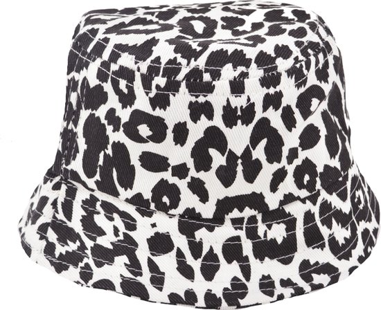 Kinder Bucket Hat - Panter Zwart/Wit | 52-54 cm | Katoen | Fashion Favorite